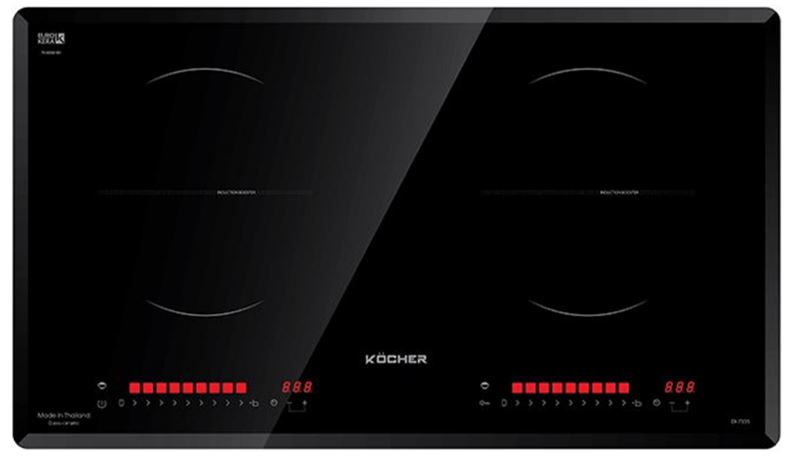 Bếp từ Kocher DI-733S gồm 2 vùng nấu với tổng công suất chia sẻ là 3800W