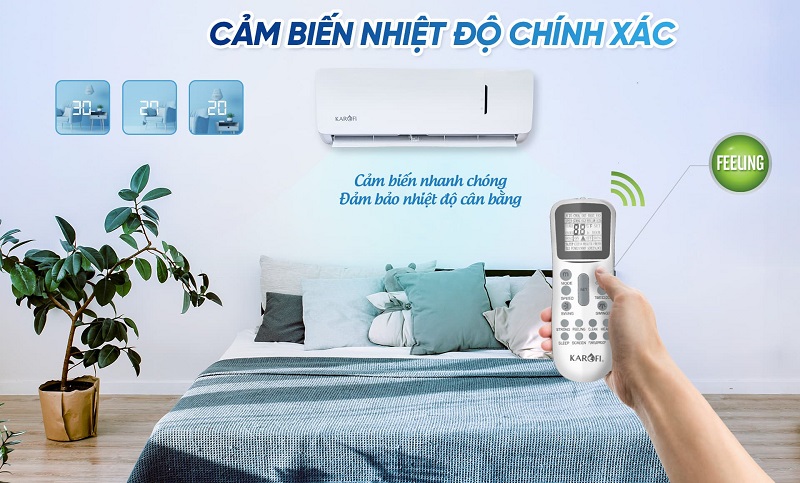 Điều hòa Karofi 9000BTU KDC-WF09 12 Chế độ Cảm biến nhiệt độ Feeling