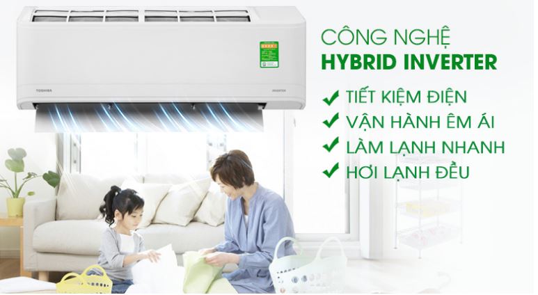 2. Điều hòa Toshiba RAS H13C3KCVG-V tiết kiệm điện năng tối ưu với công nghệ Hybrid Inverter