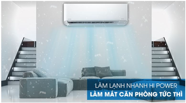 5. Máy lạnh Toshiba RAS H13C3KCVG-V có chế độ Hi Power cho căn phòng mát lạnh nhanh chóng