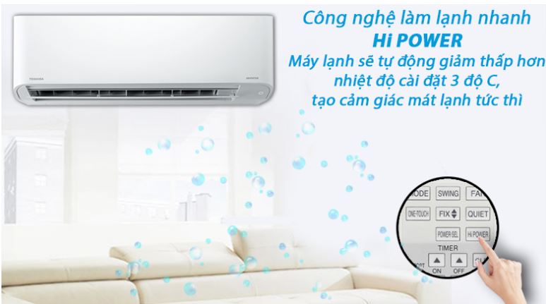 4. Máy lạnh Toshiba RAS H18C3KCVG-V sở hữu công nghệ làm lạnh nhanh Hi Power làm lạnh nhanh