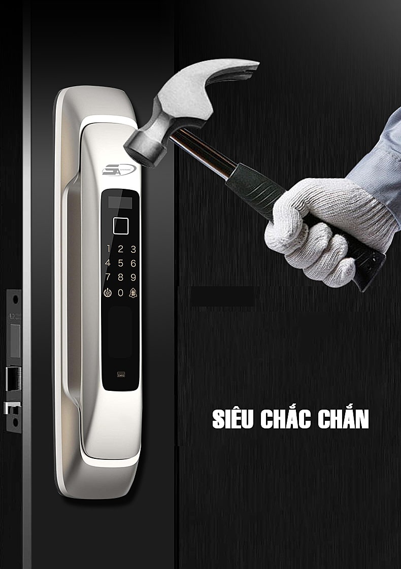 Khoá cửa điện tử 5A SK8000 sở hữu thiết kế hiện đại, sang trọng