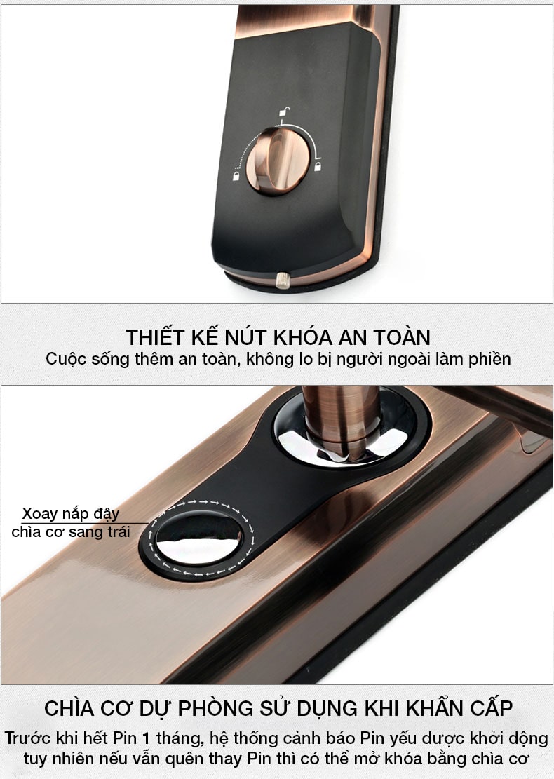 Khoá cửa vân tay Kaadas 9113 10 4. Tính năng khoá an toàn, mang đến không gian riêng tư cho người dùng