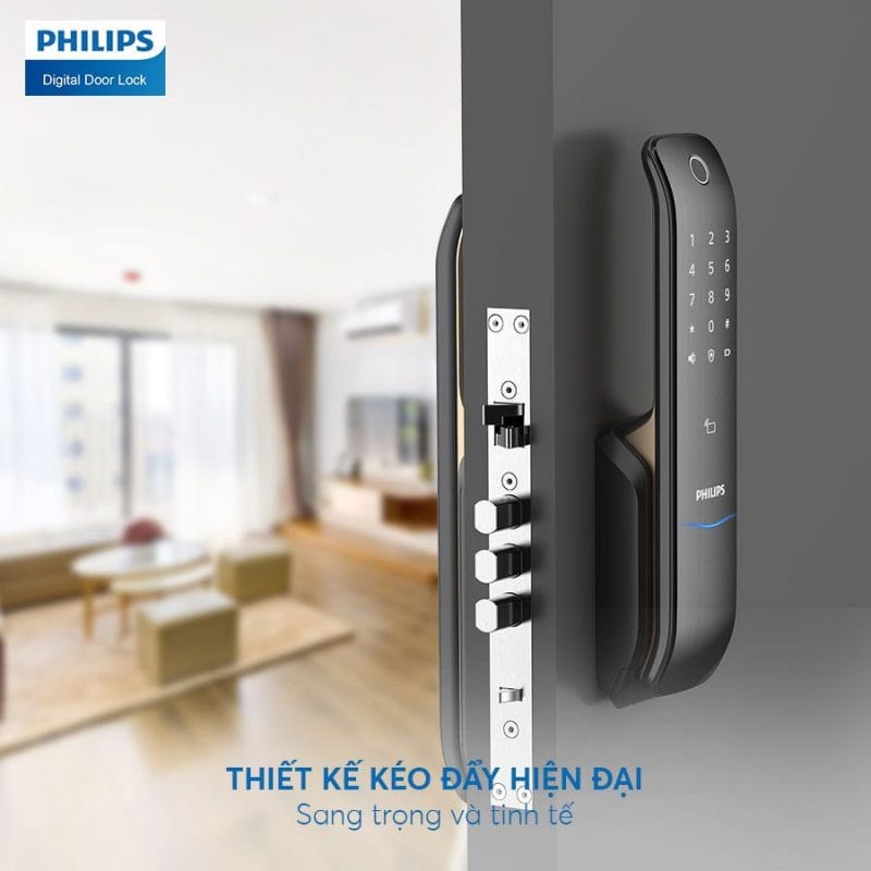 1. Khoá cửa điện tử Philips 6100 kiểu dáng hiện đại, sử dụng thuận tiện