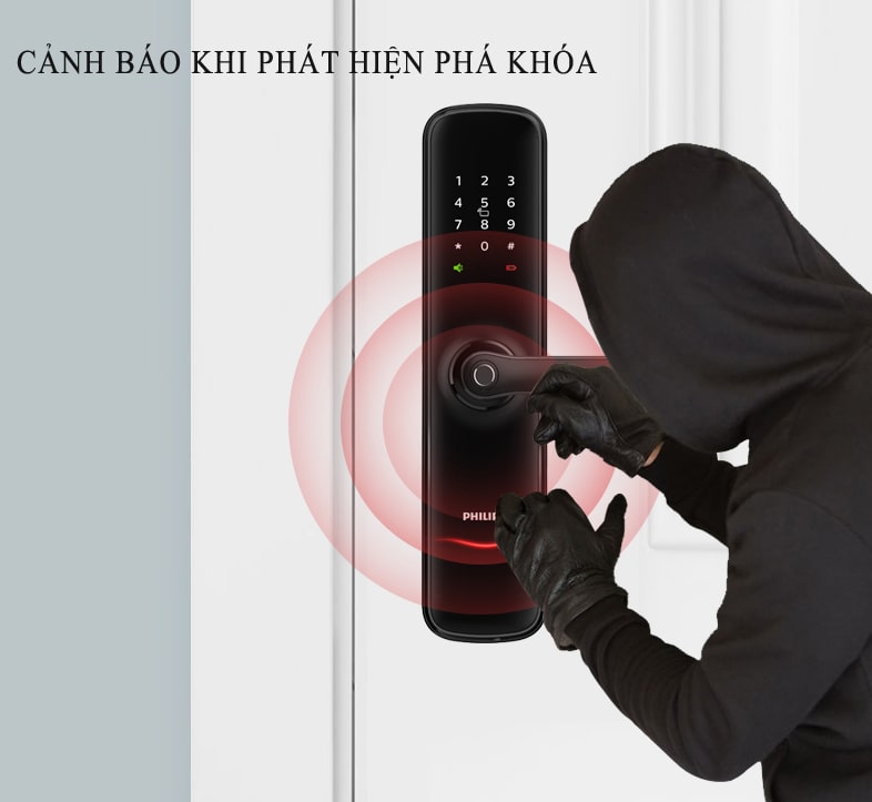 8. Cảnh báo nguy hiểm từ bên trong khoá thông minh Philips6100