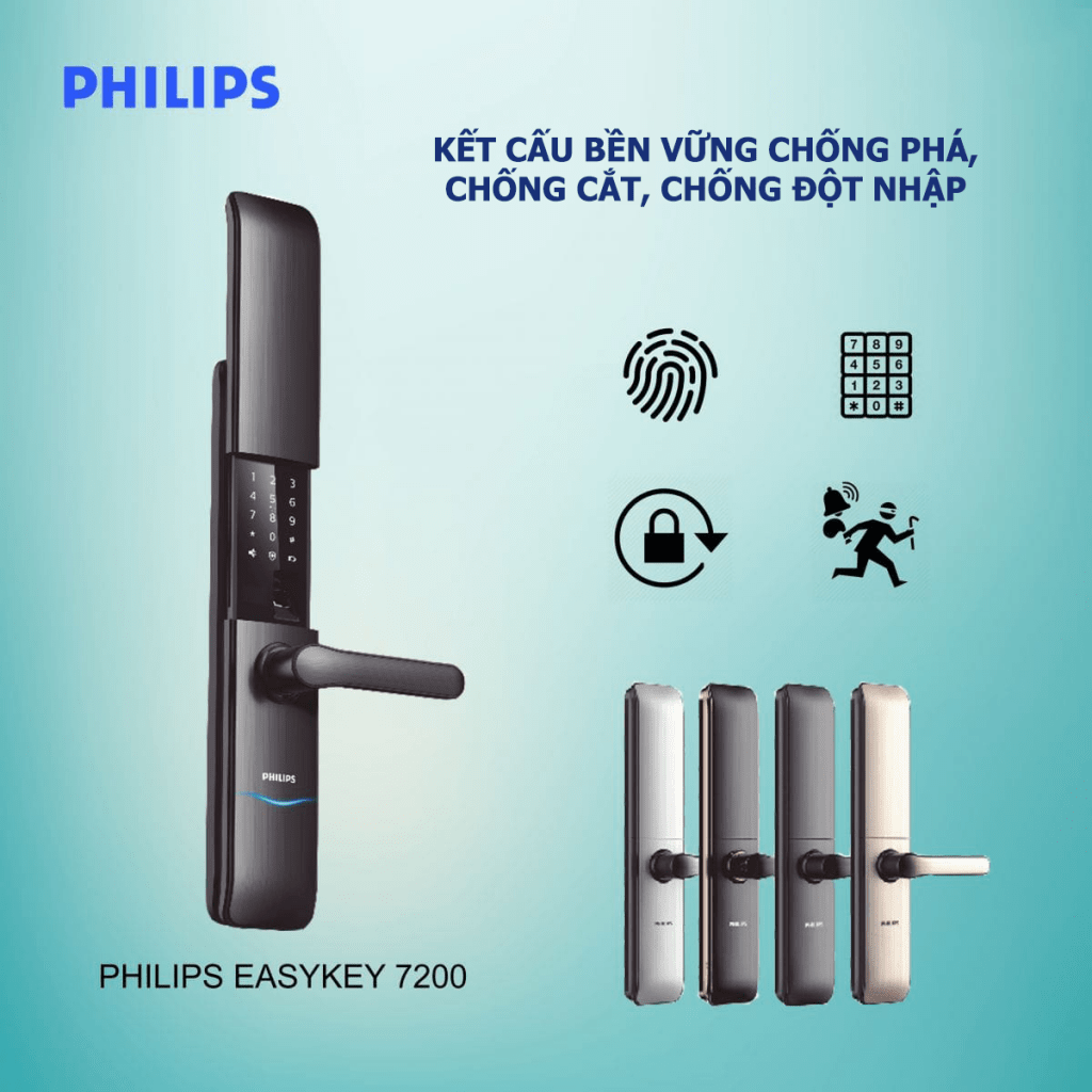 Khoá cửa vân tay Philips EASYKEY 7200 7 5. Khoá điện tử Philips-Easykey 7200 có tính bảo mật cao