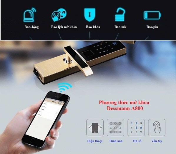 1. Thông số kỹ thuật khóa cửa vân tay Dessmann A800: