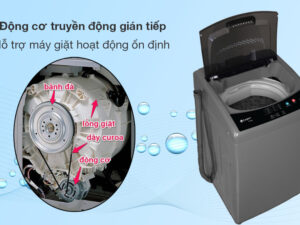 Máy giặt Casper Inverter 7.5 kg WT-75NG1 - Sử dụng động cơ truyền động gián tiếp giúp máy hoạt động ổn định
