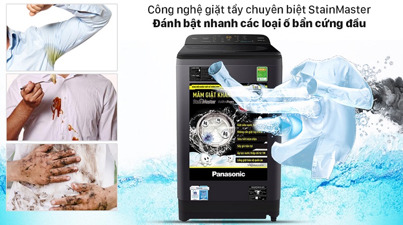 Máy Giặt Panasonic 9kg NA-F90S10BRV trang bi công nghệ giặt tẩy vết bẩn chuyên biệt StainMaster