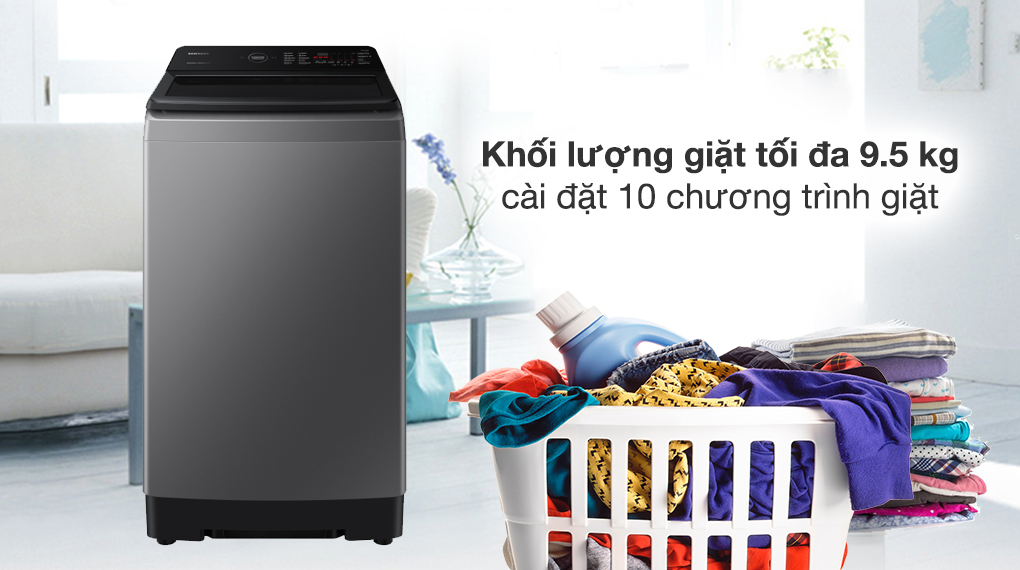 Khối lượng giặt và chương trình giặt trên Máy giặt Samsung cửa trên WA95CG4545BDSV