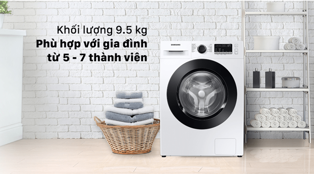 Máy giặt Samsung 9.5kg inverter WW95T4040CE/SV 5 2. Máy giặt Samsung 9.5kg WW95T4040CE SV phù hợp cho gia đình có từ 5 - 7 thành viên