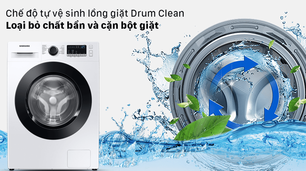 Máy giặt Samsung 9.5kg inverter WW95T4040CE/SV 6 3. Tự vệ sinh lồng giặt với chế độ Drum Clean trên máy giặt samsung inverter WW 95T4040CE SV