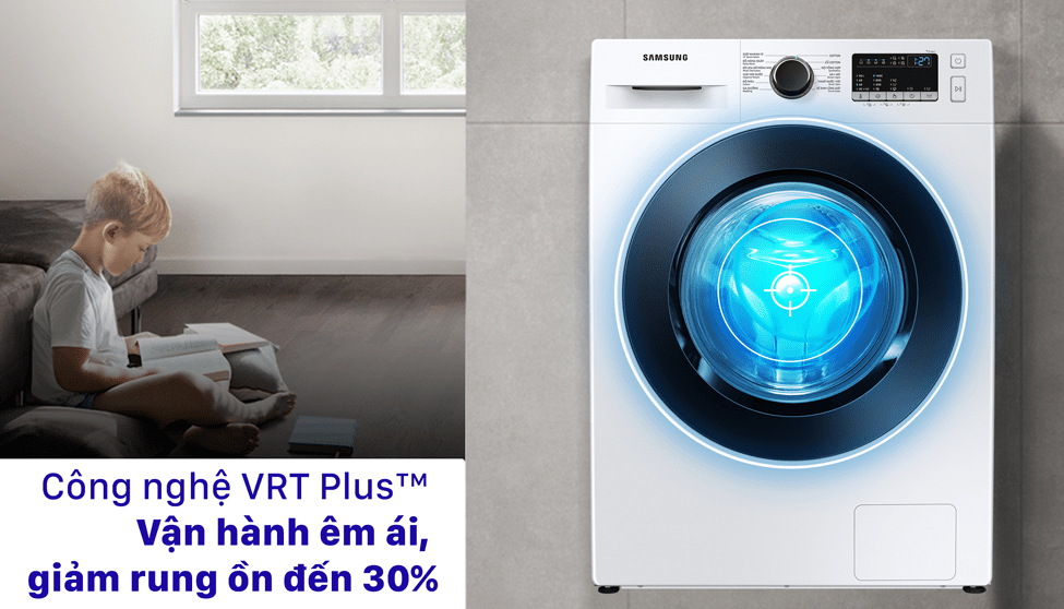 Máy giặt Samsung 9.5kg inverter WW95T4040CE/SV 8 5. Chống rung, giảm tiếng ồn nhờ công nghệ VRT Plus™ trên máy giặt Samsung 95T4040CE/SV