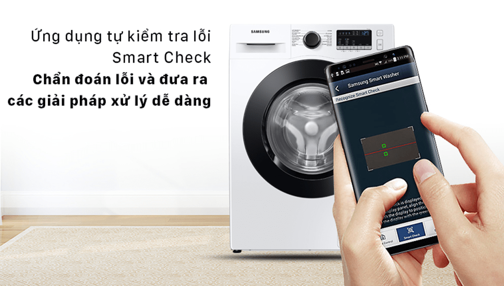 Máy giặt Samsung 9.5kg inverter WW95T4040CE/SV 10 7. Ứng dụng Smart Check thông minh giúp chẩn đoán và khắc phục lỗi tiện ích