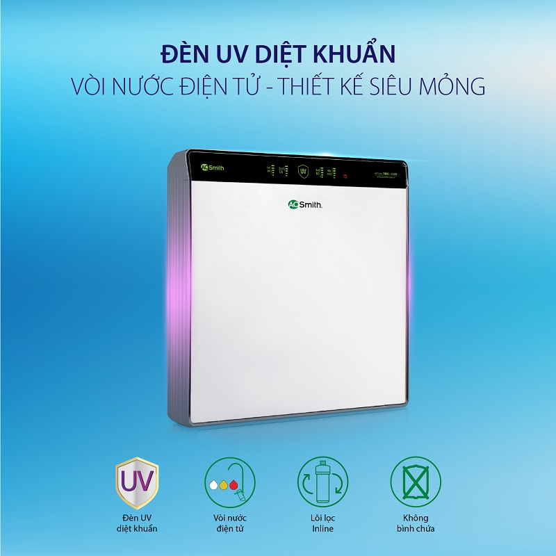 1. Máy Lọc Nước A. O. Smith AR600-U3 trang bị đèn UV diệt khuẩn