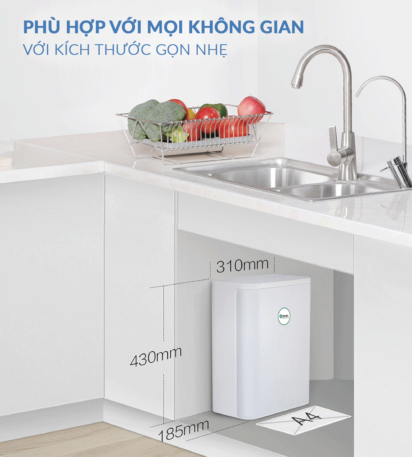 Máy Lọc Nước AO Smith S600 12 Phù hợp với mọi không gian với kích thước gọn nhẹ