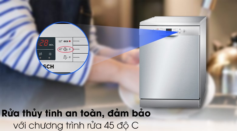 Máy rửa bát Bosch SMS63L08EA 16 9. An tâm vệ sinh các dụng cụ có chất liệu thủy tinh nhờ công nghệ bảo vệ kính và chương trình rửa thủy tinh 45 độ