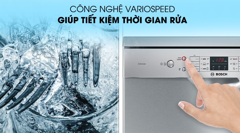 Máy rửa bát Bosch SMS63L08EA 13 6. Tiết kiệm đến 50% thời gian rửa chén với công nghệ VarioSpeed hiện đại