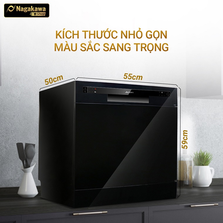 10. Kích thước của máy rửa chén giá rẻ Nagakawa NK8D01M