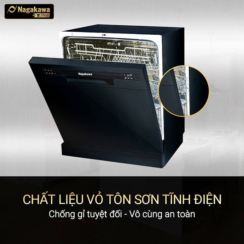 8. Máy rửa bát  Nagakawa chống gỉ tuyệt đối vô cùng an toàn