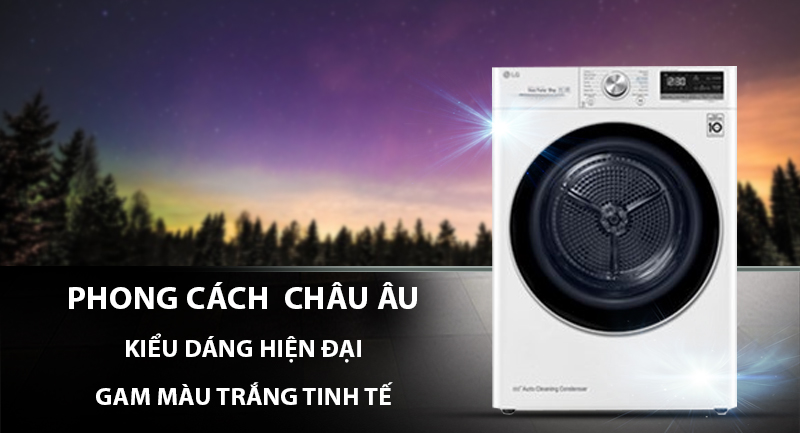 Máy sấy bơm nhiệt LG 9 Kg DVHP09W 8 Máy sấy LG 9 Kg DVHP09W Thiết kế sang trọng cao cấp mang phong cách Châu Âu.