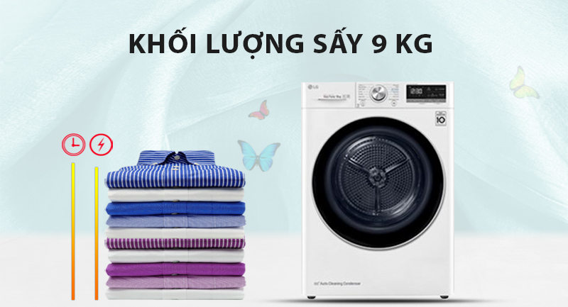 Máy sấy bơm nhiệt LG 9 Kg DVHP09W 7 Phù hợp cho gia đình có khoảng 3 - 5 người
