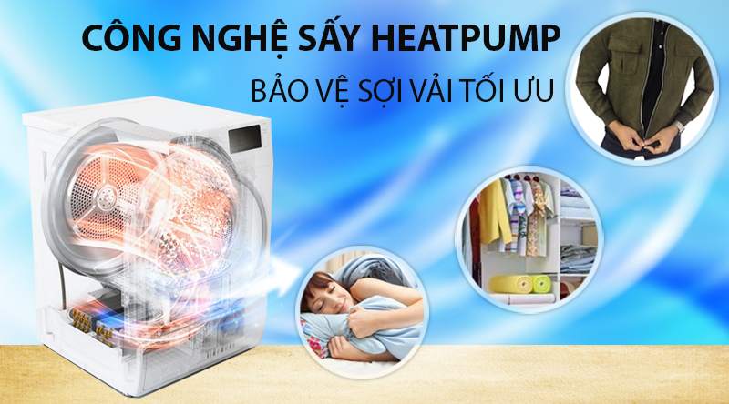 Máy sấy bơm nhiệt LG 9 Kg DVHP09W 5 Máy sấy quần áo LGLG DVHP09W Bảo vệ sợi vải tối ưu, không lo hỏng hóc.