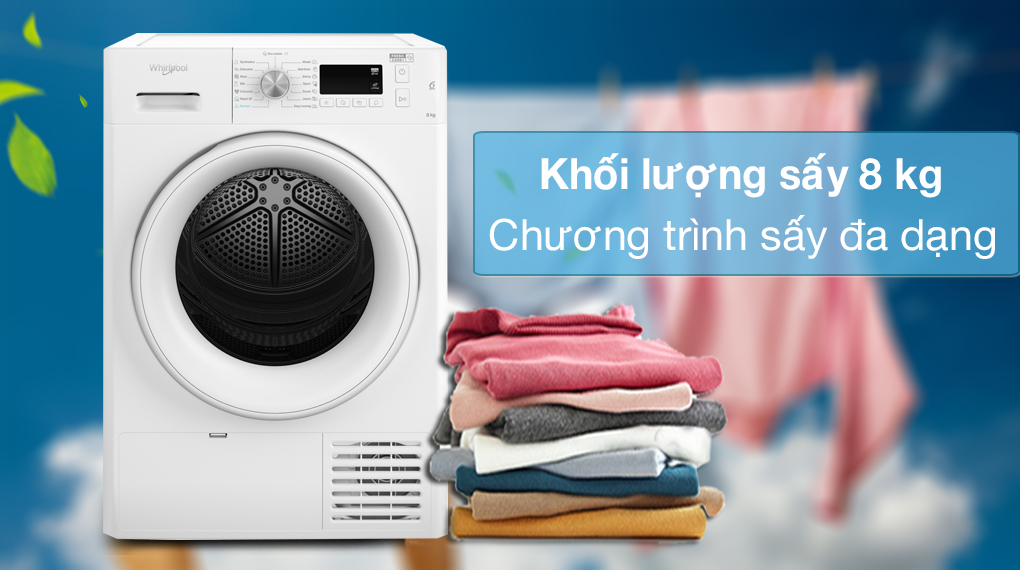 Máy sấy Whirlpool 8 kg FFTCM118XB EE Khối lượng sấy - Chương trình hoạt động