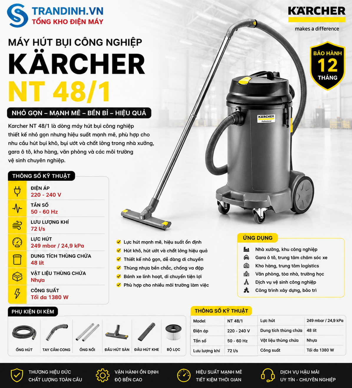 Máy hút bụi công nghiệp Karcher NT 48/1