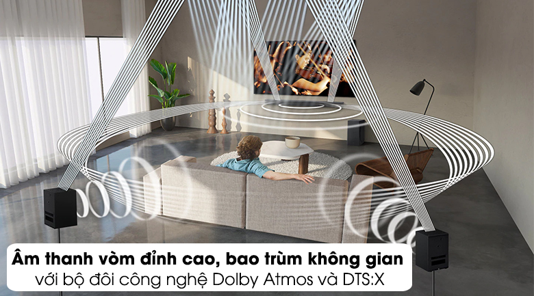  Loa thanh Samsung HW-Q950 hỗ trợ công nghệ Dolby Atmos và DTS:X giúp bạn nghe rõ từng âm tiết riêng