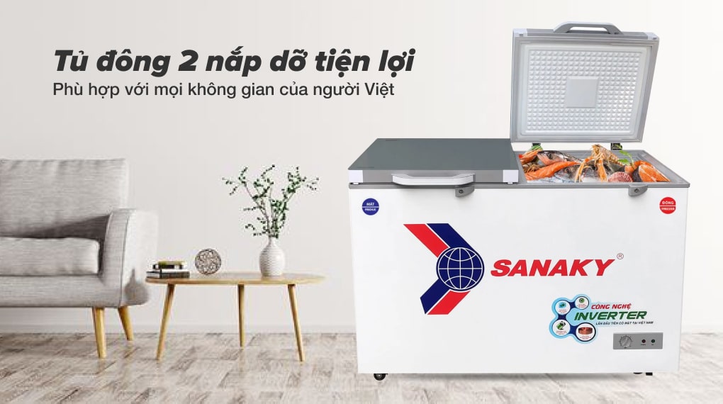 Tủ đông VH-4099W4K thiết kế 2 nắp dỡ tiện lợi, phù hợp với mọi không gian
