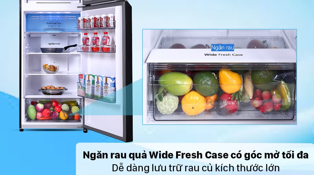 8. Ngăn rau quả lớn Wide Fresh Case giũ ẩm tốt, kéo dài thời gian bảo quản