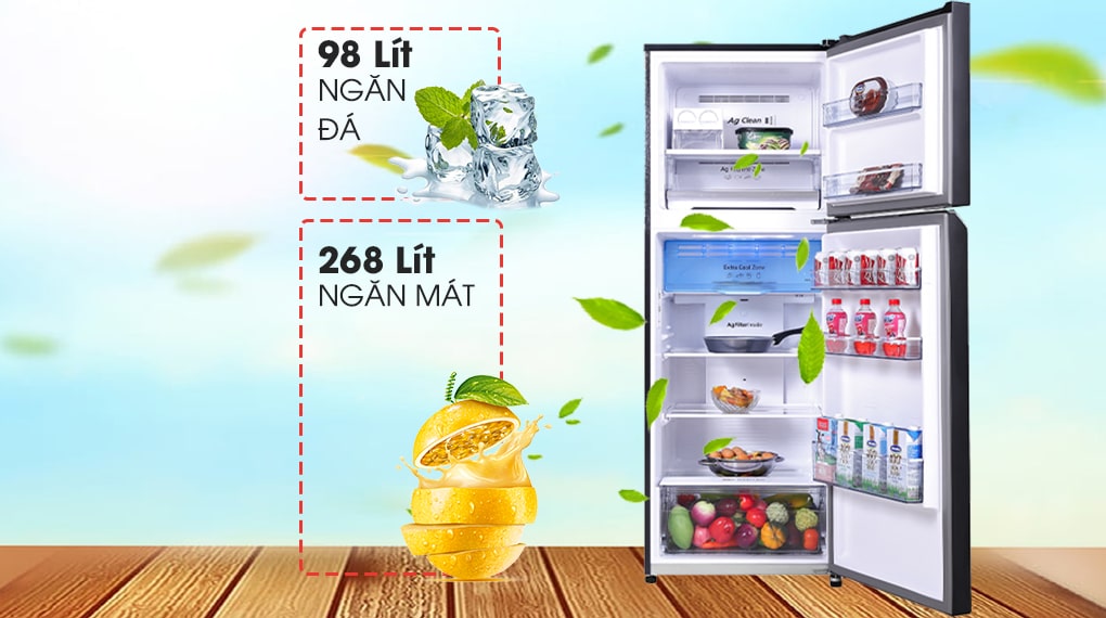 12. Tủ lạnh ngăn đá trên Panasonic NR-TL381VGMV phù hợp gia đình từ 3 – 4 người