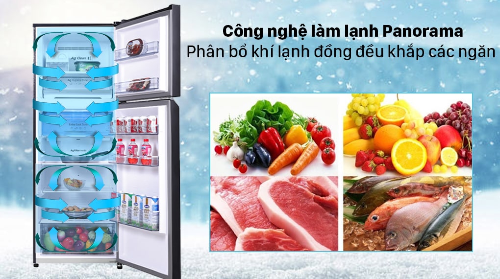6. Lan toả khí lạnh đồng đều khắp các ngăn trong tủ nhờ công nghệ Panorama