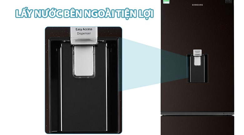 Thiết kế ngăn lấy nước bên ngoài tiện lợi khi không cần phải mở tủ lạnh