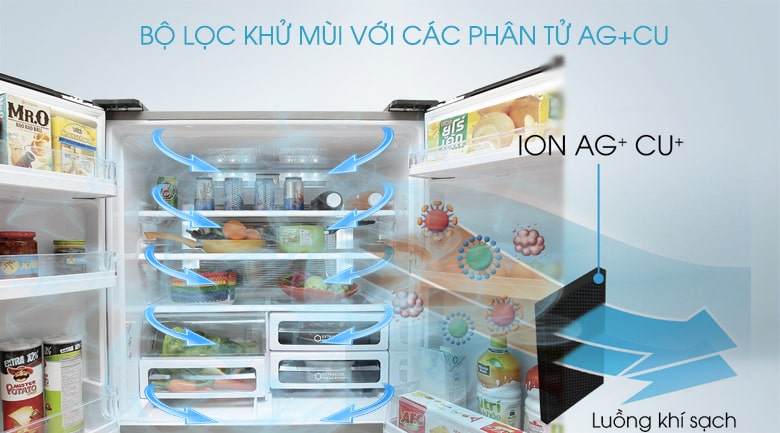 Tủ lạnh Sharp inverter 556 lít SJ-FX630V-ST 10 Kháng khuẩn, khử mùi hiệu quả với bộ lọc Nano Bạc Đồng