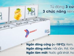 Tủ đông Sanaky 1143.5 lít VH-1399HY3 - 3 mức lạnh