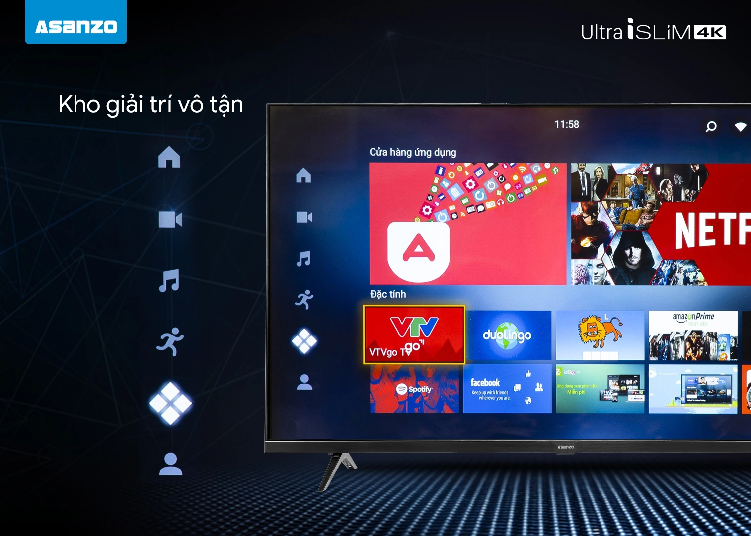 Smart Tivi Asanzo Islim Pro 4K 50 Inch - 50U72 10 7 19