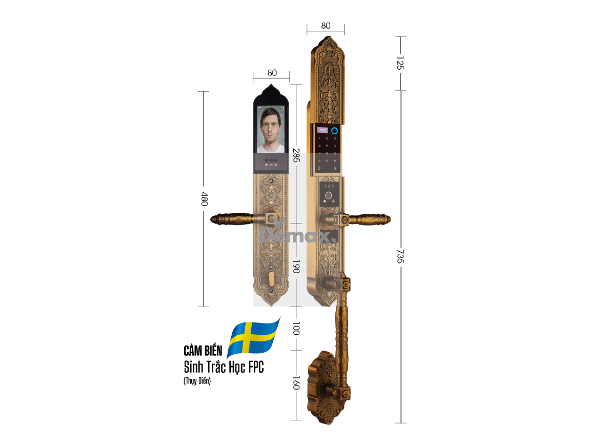 Khóa cửa đại sảnh Demax SL 988 GB BRASS 1 Click để xem