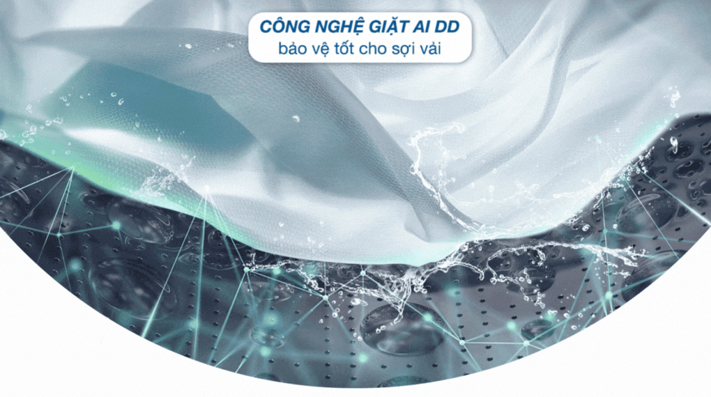 AIDD Máy giặt LG AI DD Inverter 9 kg FV1409S4M Công nghệ giặt AI DD bảo vệ tốt cho sợi vải
