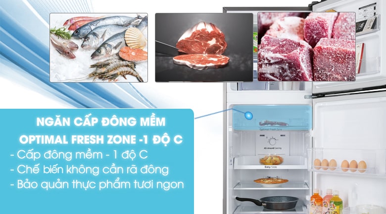 Tủ lạnh Samsung Inverter 236 lít RT22M4032BY/SV 10 Chế biến ngay mà không cần chờ rã đông với ngăn đông mềm -1 độ C Optimal Fresh Zone