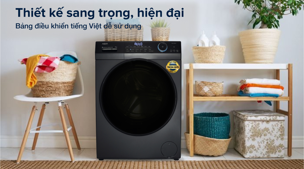 3. Tổng quan thiết kế máy giặt Aqua 9 kg AQD D902G BK