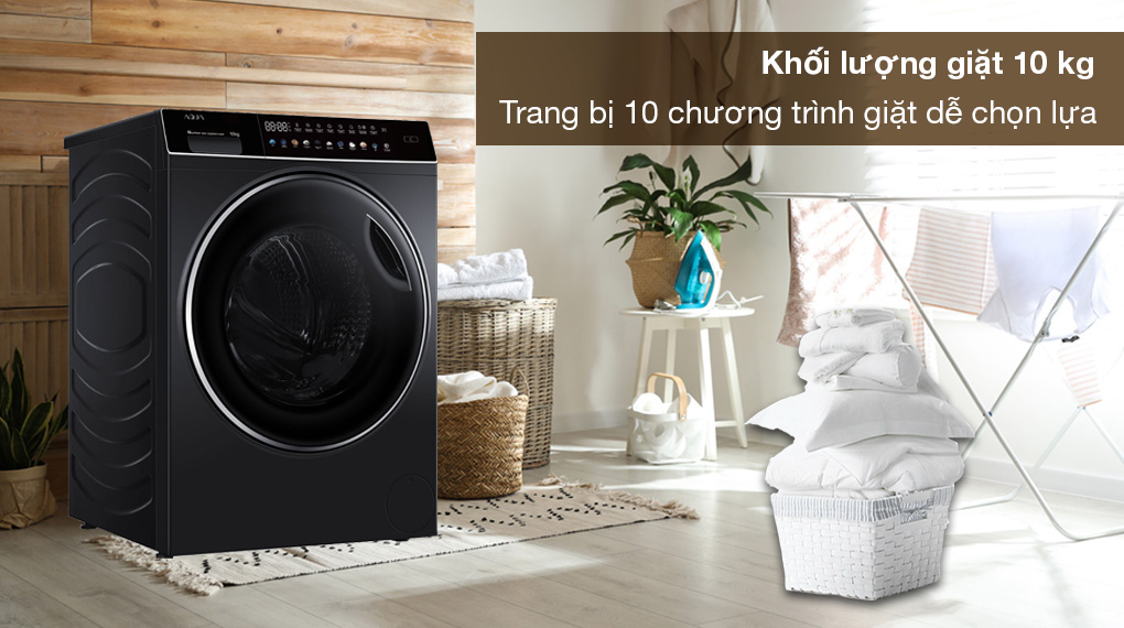 Máy giặt Aqua Inverter 10 kg AQD-DDW1000J BK - Khối lượng giặt 10kg, trang bị 10 chương trình giặt đa dạng Máy giặt Aqua Inverter 10 kg AQD-DDW1000J BK - Khối lượng giặt 10kg, trang bị 10 chương trình giặt đa dạng