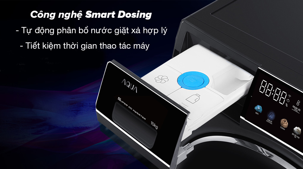 Máy giặt Aqua Inverter 10 kg AQD-DDW1000J BK - Công nghệ Smart Dosing tiết kiệm thao tác đổ nước giặt xả vào máy giặt Máy giặt Aqua Inverter 10 kg AQD-DDW1000J BK - Công nghệ Smart Dosing tiết kiệm thao tác đổ nước giặt xả vào máy giặt