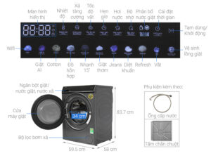 Máy giặt Aqua Inverter 10 kg AQD-DDW1000J BK