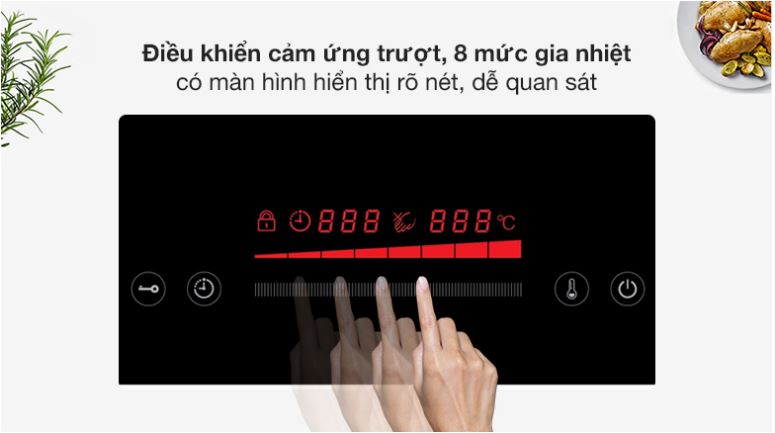 4. Bảng điều khiển cảm ứng trượt độc lập, nhạy bén kết hợp màn hình LED