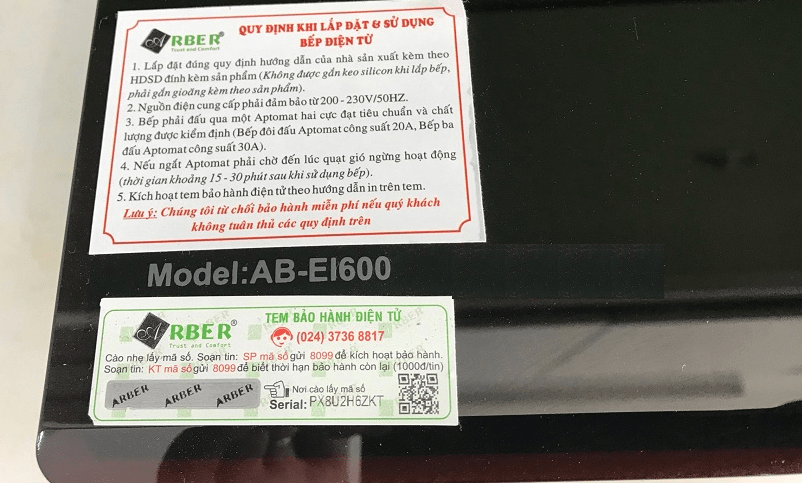 Bếp từ Arber AB EI600 5 Bếp từ nhập khẩu chính hãng Arber AB-EI600 sử dụng mặt kính Kanger