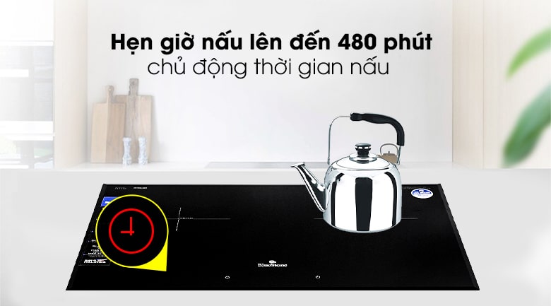 Bếp từ đôi Bluestone ICB-6948 18 7. Chức năng hẹn giờ lên đến 480 phút chủ động thời gian nấu các món như: ninh, hầm,...