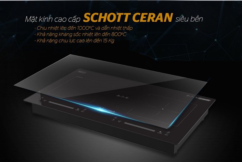 3. Mặt kính Shott Ceran chịu lực chịu nhiệt tốt.