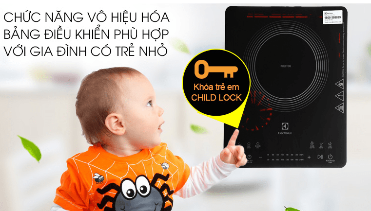 4. Bếp từ nhập khẩu Electrolux ETD42SKR có chế độ an toàn thông minh
